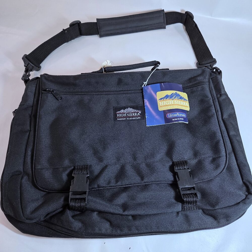 NWT High Sierra Black Nylon Laptop Messenger Bag